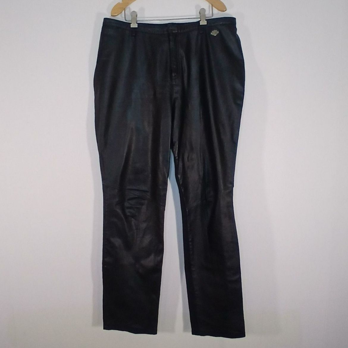 Vtg 2002 Harley Davidson Leather Stretch Pants Womens Plus 46/18w Y2k Matrix